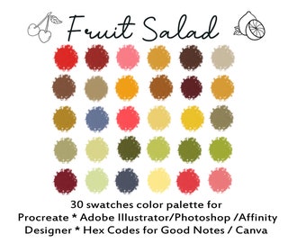 Paleta de colores ~ Ensalada de frutas ~ Ipad ~ Procreate ~ muestra de color