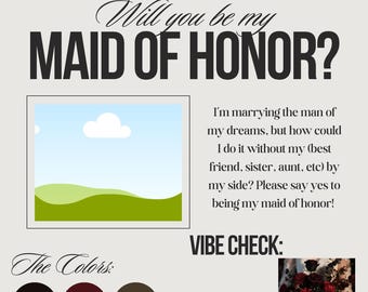 de carte de voeux de demoiselle d'honneur de | journal modifiable | Moody Floral Retro Wedding Vibe Check