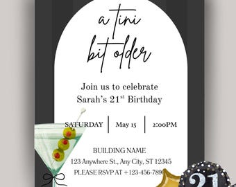 Numérique modifiable 21e anniversaire Invitation/A Tini Bit Olde/Black Stripe Theme