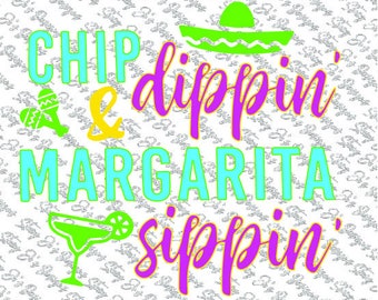 チップ ディッピンとマルガリータ シッピンのシャツ デザイン SVG pdf eps dxf jpg カット ファイル 即時ダウンロード