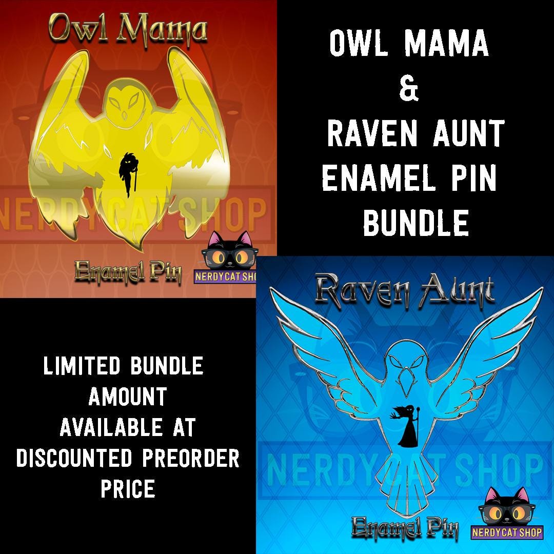 Owl Mama & Raven Aunt Enamel Pin BUNDLE Normal Versions - Etsy