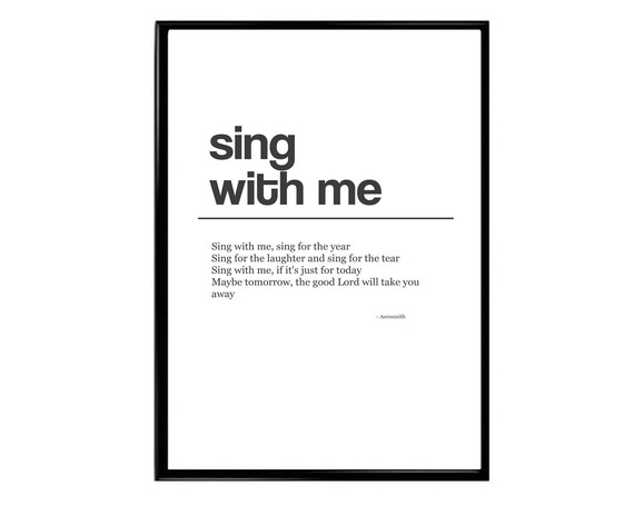 Sing With Me Poster Aerosmith Lyrics Poster Rock Band Etsy