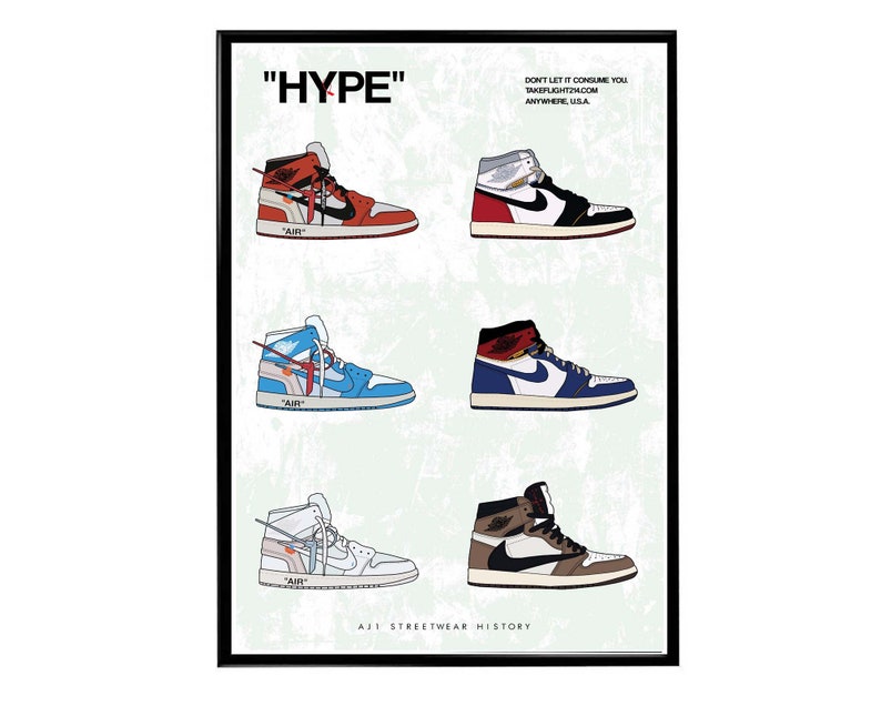 Hype History Sneaker Poster, Hypebeast Poster, Kicks Poster, Urban Wall Art, Graffiti Wall Art, Streetwear Posters, Sneaker Wall Art 