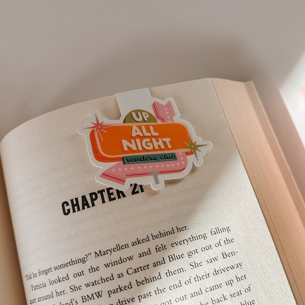 Up All Night Readers Club magnetic bookmark| holographic bookmark | magnetic page saver