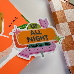 Up All Night Readers Club sticker | kindle sticker | laptop sticker | bookish gifts | waterproof | weatherproof | water bottle sticker