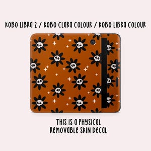 Brown Skulls & Flowers Kobo Skin Decal | Kobo Vinyl Cover | Kobo Decal | Kobo Accessory | Bookish Gifts