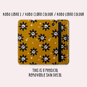 Yellow/Brown Skulls & Flowers Kobo Skin Decal | Kobo Vinyl Cover | Kobo Decal | Kobo Accessory | Bookish Gifts