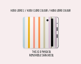 Gedämpfter Regenbogen Streifen Kobo Skin Aufkleber | Glänzende Vinylhülle