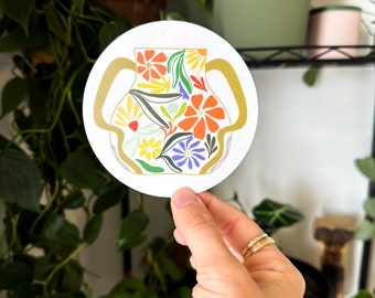 Vase of Flowers Suncatcher Sticker | Rainbow Maker, Window Decal
