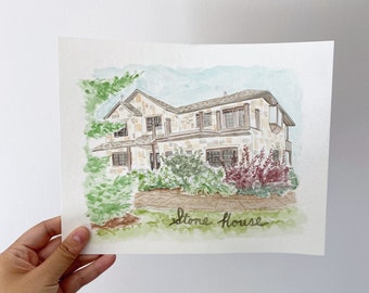 Buildings: Custom Watercolor Portrait // Hand Painted House Portrait, Wedding Venue, Shopfront Illustration, Closing Gift, Anniversary Gift