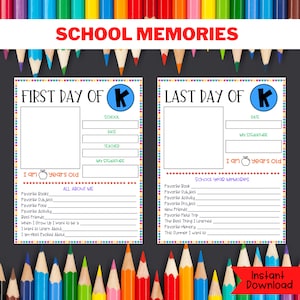School Memories Book | School Memories Journal | First and Last Day of School Printable | All About Me | School Memories | Questionnaire