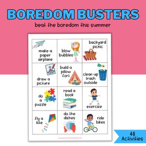 Boredom Busters for Kids | Summer Boredom Buster Cards | Boredom Buster Activities | Activities for Kids | Summer Fun for Kids