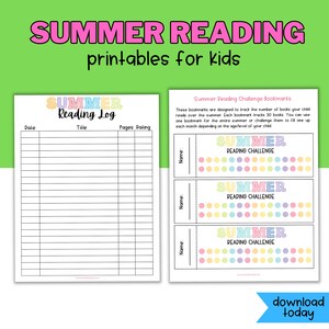 Summer Reading Challenge Printables for Kids | Printable Reading Pages | Reading Challenge | Reading Trackers for Kids | Summer Reading