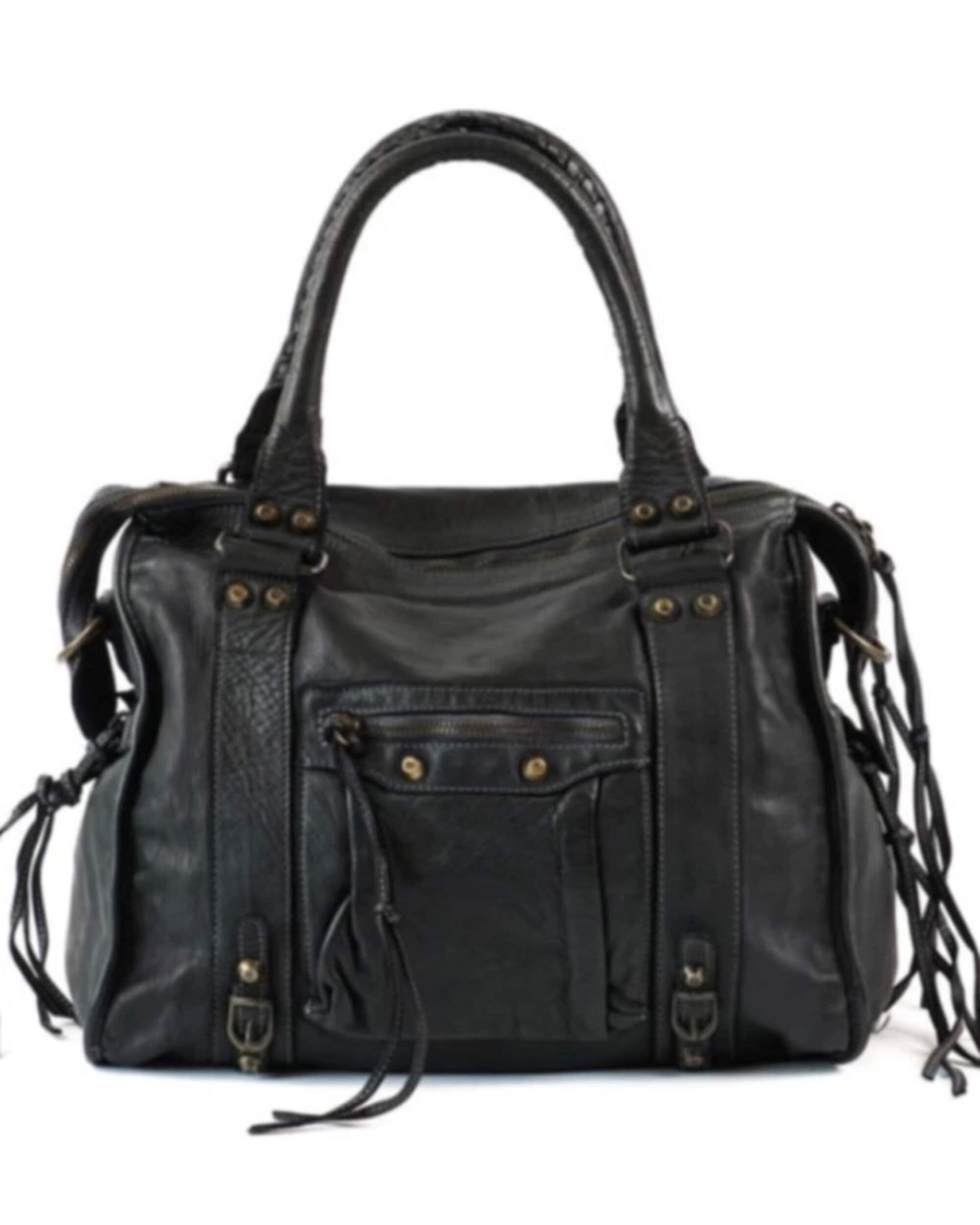Black Italian Leather Boho Bag / Italian Leather Bag / Black Leather ...
