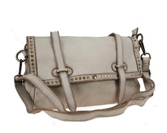 Italian leather bag/Soft bag/Elegant leather bag/Leather bag with zippers/Crossbody bag/Camel bag/Taupe leather bag