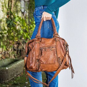 Camel Italian leather boho bag / Italian leather bag / Camel leather shoulder bag / Crossbody / Soft leather bag