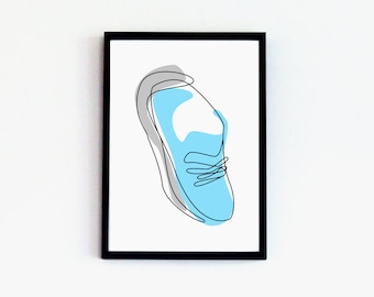 Running shoe hand printed screen print - Accomplishment - Running inspiration print poster