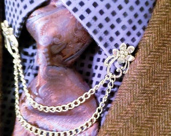 Handmade Flower Collar Chain Pin | Elegant Lapel Accessory