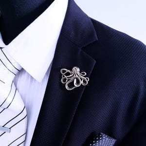 Spilla Polpo Stile Art Deco Cristallo Tono Argento - Gioiello Vintage Per Donna
