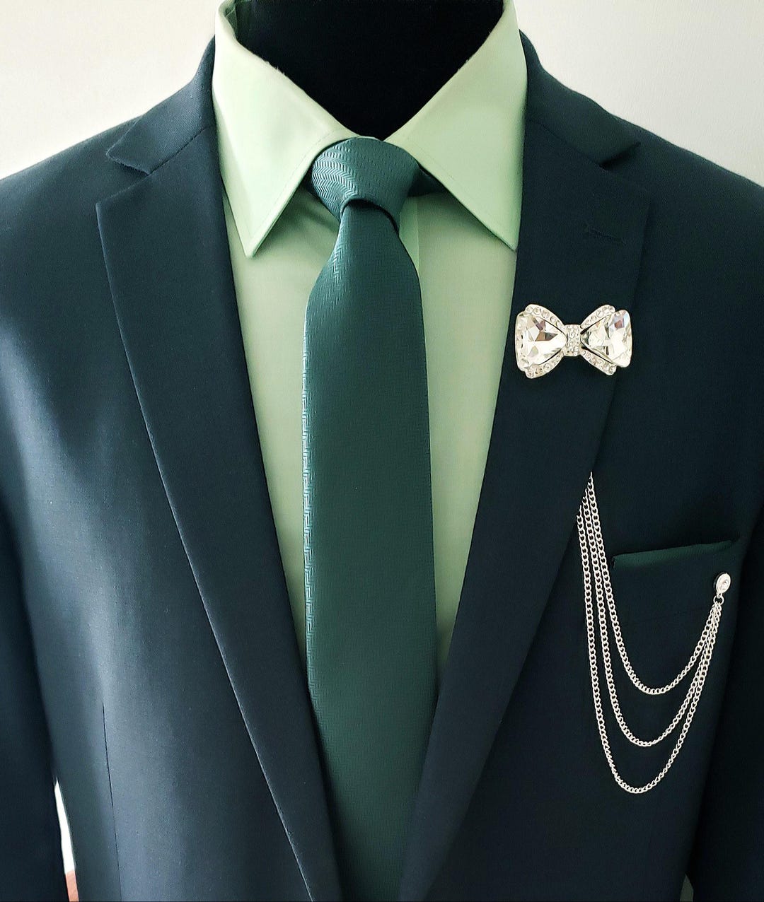Regalia Pin Elegant Crystal Bow Lapel Pin | Crystal Rhinestones | Brooch | Silver ...