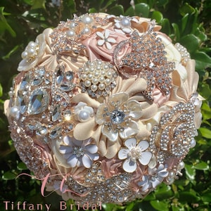 Pink Wedding Bouquet, Brooch, Bridal, Keepsake, Toss, Wedding, Flowers, Bridesmaid, Pink & Ivory Rose Gold Bouquet, Rose, Quinceanera