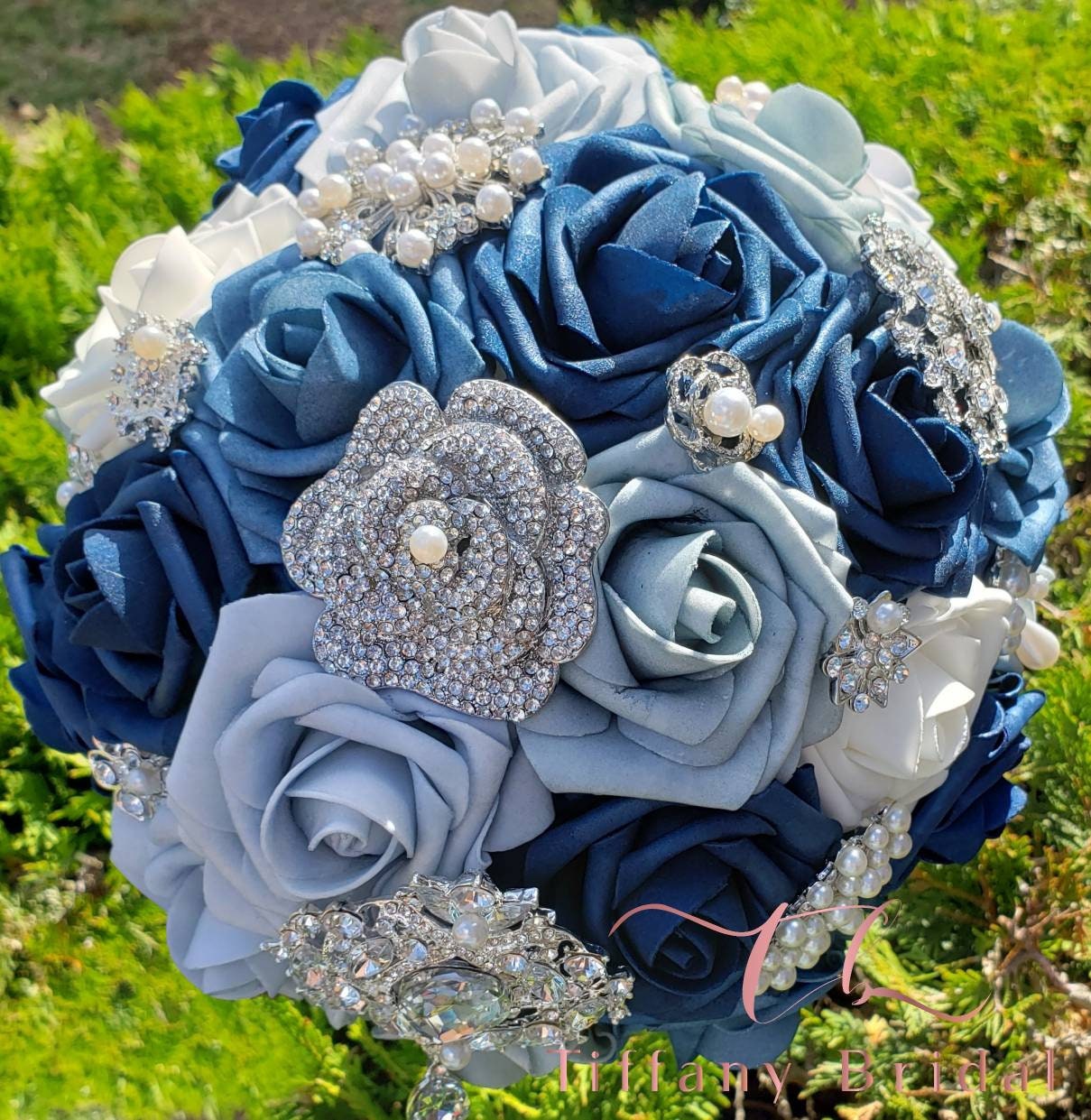 Navy Crystal Brooch, Blue Brooches Pins Women, Bridal Wedding Brooch, Cake  Bouquet Rhinestone Broaches Crafts, Party Dress Pin Decoration 