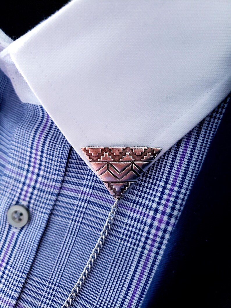 Triangular Collars Triangle Collar Pin With Chain | Silver - Etsy
