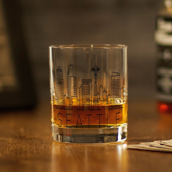 SEATTLE, WA Skyline Rocks Glass - Whiskey Glass