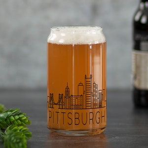 Pittsburgh Skyline Can-Shaped Glass, Cityscape Drinkware