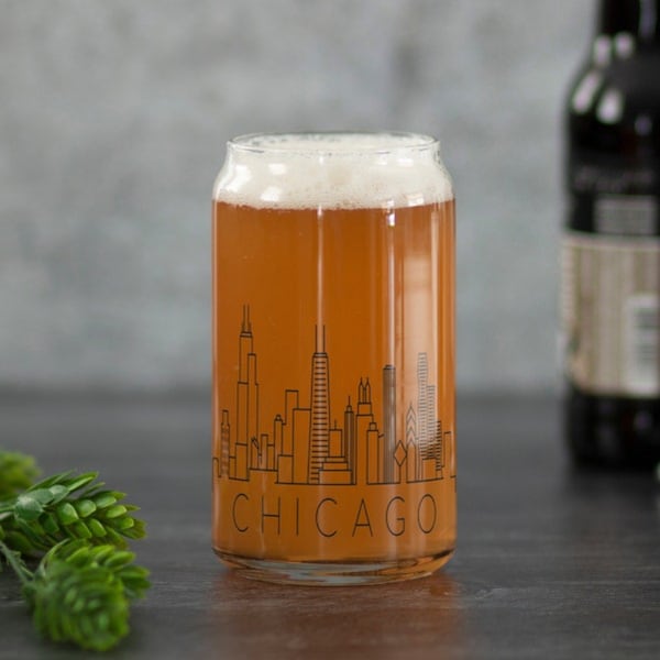 CHICAGO, IL Skyline Beer Can Glass