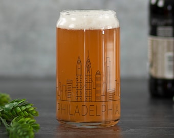 PHILADELPHIA, PA Skyline Beer Can Glass