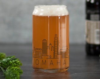 OMAHA, NEBRASKA Skyline Beer Can Glass