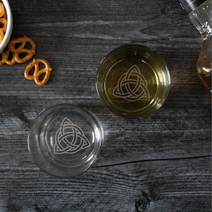 Two (2) Engraved 11 oz Rocks Glasses with Celtic Knot Engraving, St. Patrick&#39;s Day, Celtic Knot, Irish, Whiskey Glass, Bourbon Glass