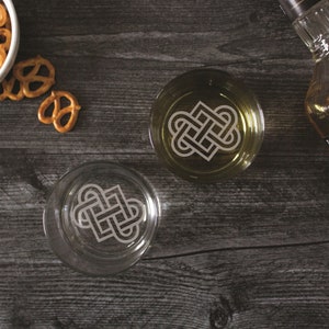 Two (2) Engraved 11 oz Rocks Glasses with Celtic Knot Engraving, St. Patrick&#39;s Day, Celtic Knot, Irish, Whiskey Glass, Bourbon Glass