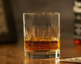 PITTSBURGH, PA Skyline Rocks Glass - Whiskey Glass