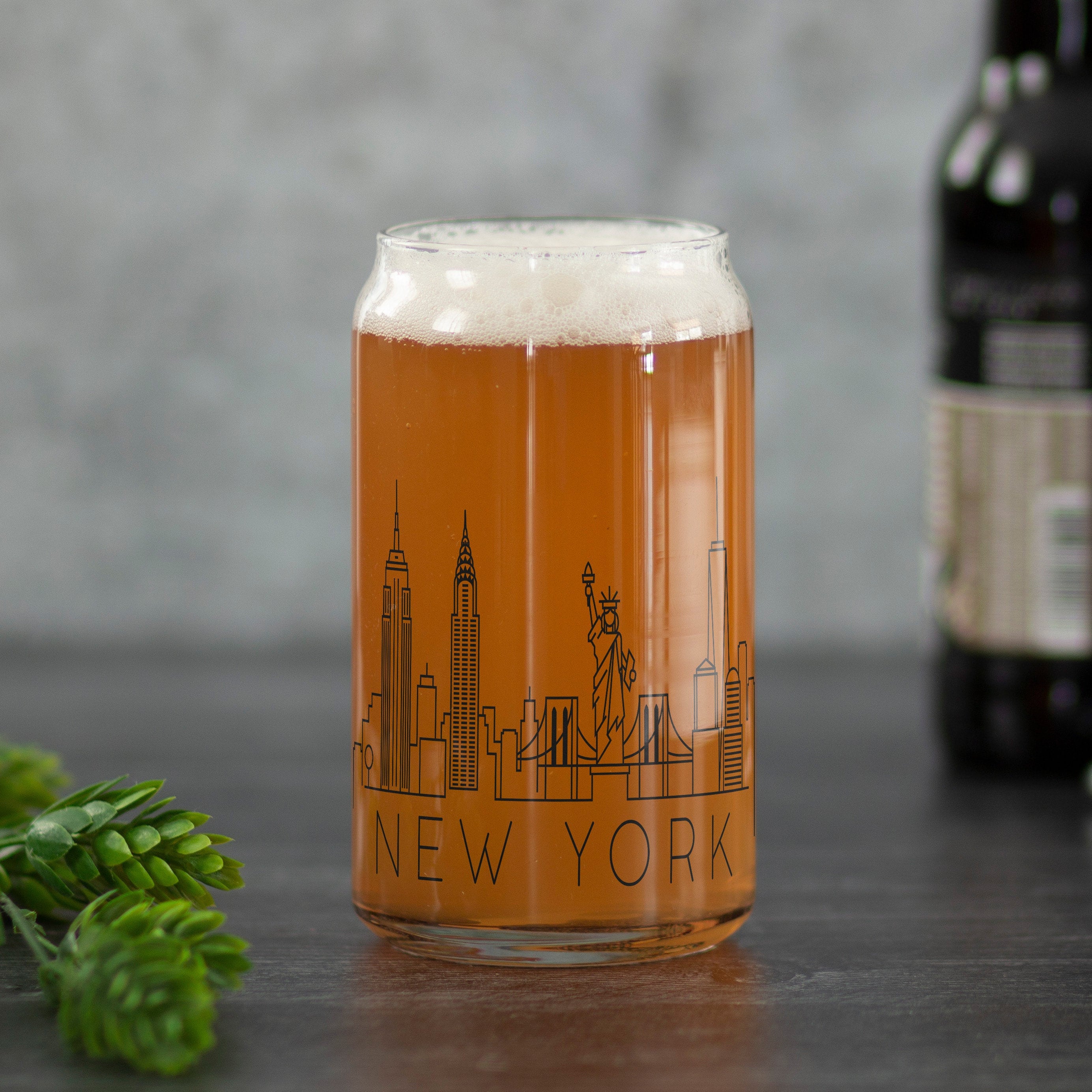 NEW YORK NY Skyline Beer Can Glass Etsy