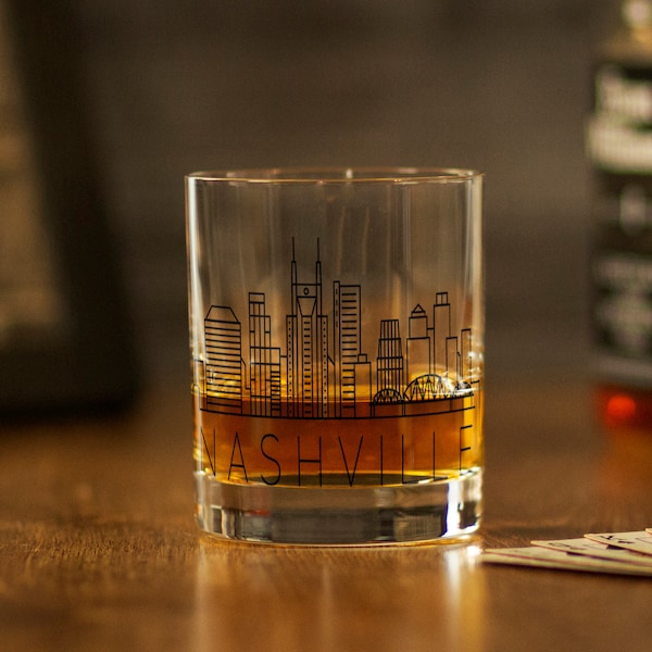 NASHVILLE, TN Skyline Rocks Glass - Whiskey Glass