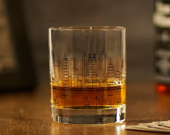 ATLANTA, GA Skyline Rocks Glass - Old Fashioned Rocks Whiskey Glass