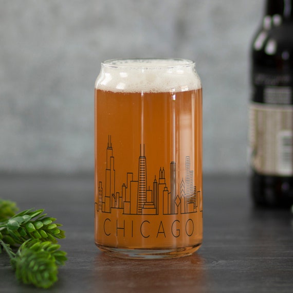 CHICAGO IL Skyline Beer Can Glass 