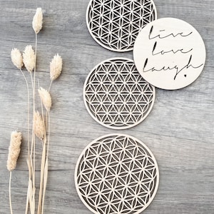 Flower of Life Coaster coaster set made of wood untreated