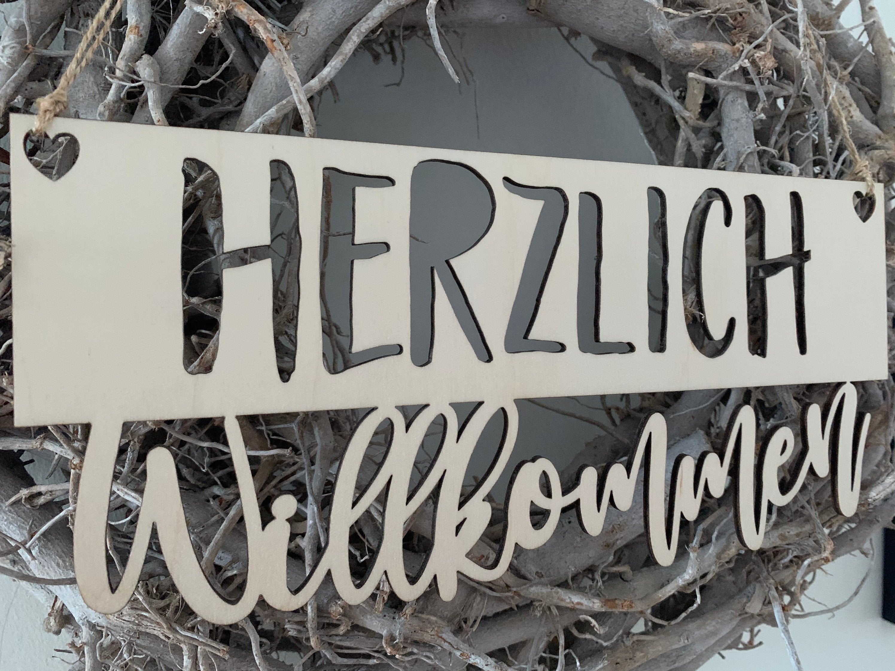 Herzlich Willkommen Willkommensschild OHNE ZweigeHolzkranz Etsy