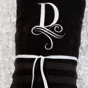Personalized Initial Cotton Bath Towel: Embroidered Monogram Gift
