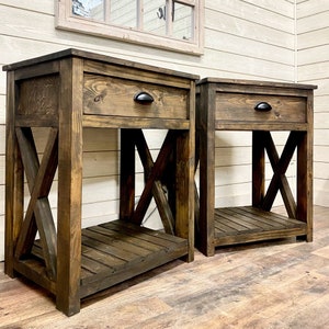TWO Handmade, Solid Wood, Farmhouse Night Stands. Free Shipping!