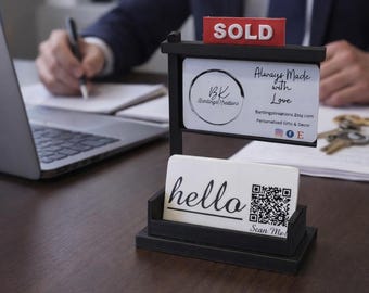 Realtor Business Card Holder | Real Estate Office Desk Display