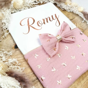 Baby health record cover - Personalized in cotton gauze