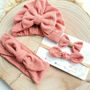 Cadeaudoos Tulband, hoofdband, dubbel gaas, witte vlinderdas, geboorte, baby, volwassene.
