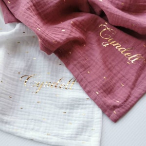 Maxi Lange personalized double gauze, blanket, shoulder protector, bib, original birth gift idea