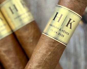 Custom Wedding Cigar Labels, Groomsmen Cigar Wraps, Gold Band