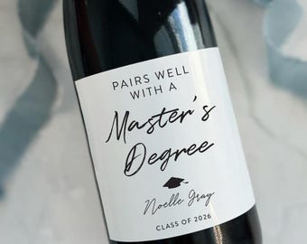 Master's Degree Graduation Wine Label: Class of 2026 Gift