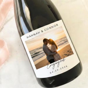 Custom photo label, Engagement Gifts for Couple, Newly Engaged Couple